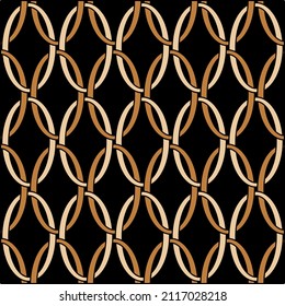 Seamless abstract chain pattern on black. Vector Illustration.