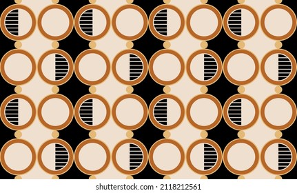 Seamless abstract chain pattern on beige. Vector Illustration.