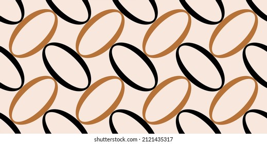 Seamless abstract chain pattern on beige. Vector Illustration.
