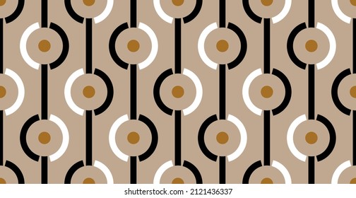 Seamless abstract chain pattern on beige. Vector Illustration.