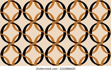 Seamless abstract chain pattern on beige. Vector Illustration.