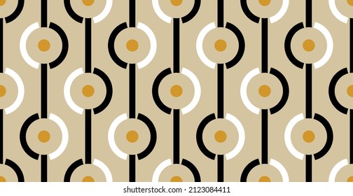 Seamless abstract chain pattern on beige. Vector Illustration.