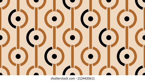 Seamless abstract chain pattern on beige. Vector Illustration.