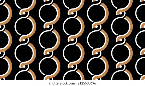 Seamless abstract chain pattern on black.Vector Illustration.