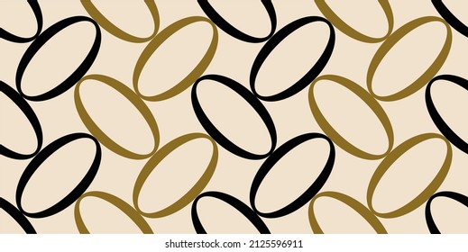 Seamless abstract chain pattern on beige. Vector Illustration.