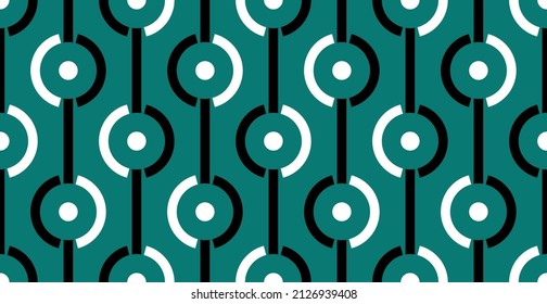 Seamless abstract chain pattern on green. Vector Illustration.