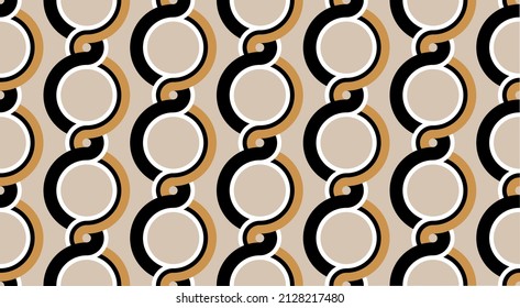 Seamless abstract chain pattern on beige. Vector Illustration.