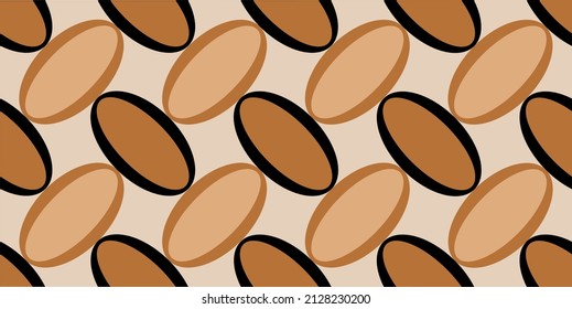 Seamless abstract chain pattern on beige. Vector Illustration.