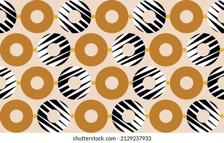 Seamless abstract chain pattern on beige. Vector Illustration.