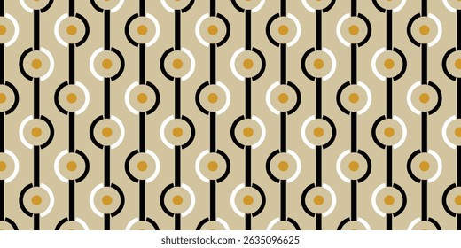 Seamless abstract chain pattern on beige. Vector Illustration.