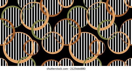 Seamless abstract chains on black. Vector Illustration.