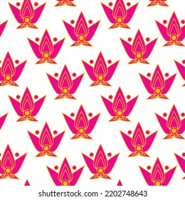 Seamless abstract chaotic floral pattern. Orange, pink, white. Lotus flower.  Vector. Botanical texture. Decorative ornament. Design for textile fabrics, wrapping paper, background, wallpaper, cover.