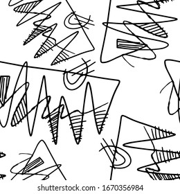 Seamless abstract chaotic freehand lines. Creative pattern.