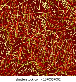 Seamless abstract chaotic freehand lines. Creative pattern.