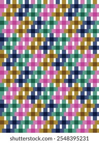 Seamless abstract checkered background with multi colored lines. Diamond pattern.