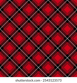 Seamless Abstract Checkered Pattern Red