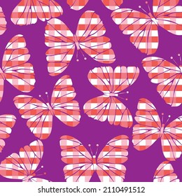 Seamless abstract checkered vector butterfly pattern background. Suitable for packaging, fabric, wallpaper, wrapping paper, invitation, gift card, scrapbooking and for other design projects. 