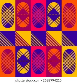 Seamless abstract cheerful bright color pattern. Pattern with lines. Repeating pattern. Vector art. Illustration