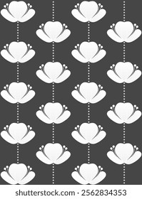 seamless abstract cherry blossom pattern in white and grey