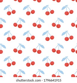 Impresionante con frutos abstractos de cerezo con hojas en la ilustración vectorial de fondo blanco.