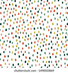 Seamless Abstract Christmas Background With Dots Red And Green Color. Christmas Pattern Vector Illustration