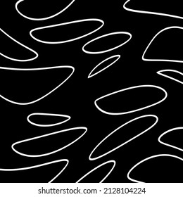 Seamless Abstract Circle Line Pattern. Black Background Illustration With Minimalistic Rock Texture Shape. Vector Eps 10