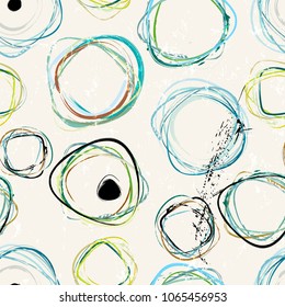 seamless abstract circle pattern, with strokes and splashes