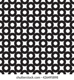 Seamless abstract circle pattern. Touching rings pattern.