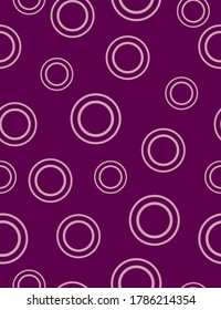 Seamless abstract circles, bubbles, sphere or ellipses geometric pattern, colorful & artistic for graphic design, catalog, textile or texture printing & background. Vector illustration -violet color