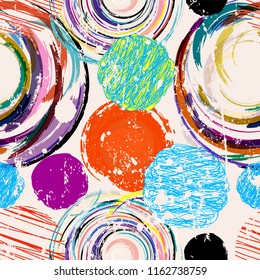 círculos abstractos sin fisuras y fondo de puntos, textura gruesa,ilustración vectorial