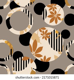 Nahtlose abstrakte Kreise mit Blumen . Vektorgrafik.