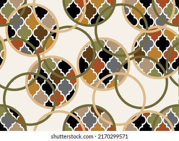 Seamless abstract circles with geometric . Vector Illustration.