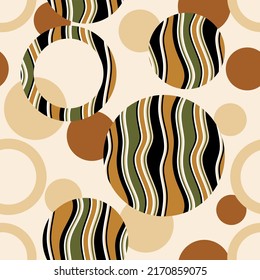 Seamless abstract circles with geometric . Vector Illustration.