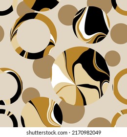Seamless abstract circles with geometric . Vector Illustration.