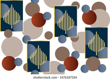 Seamless abstract circles and leafs  on white  background.EPS10 Illustration