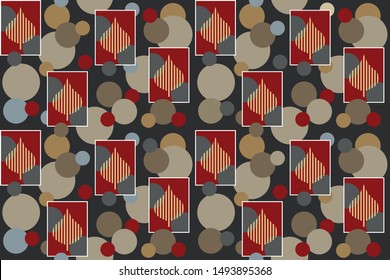 Seamless abstract circles and leafs on black background. EPS10 Illustration 