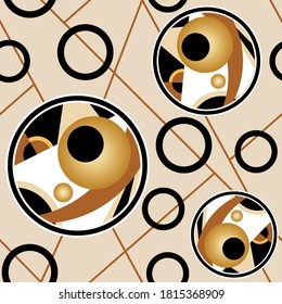 Seamless abstract circles on beige background.EPS10 Illustration.