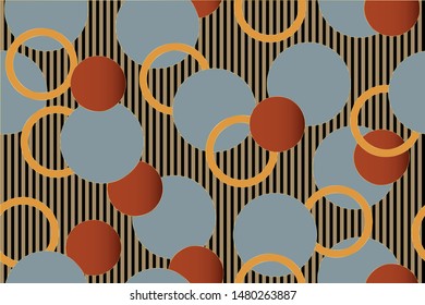 Seamless abstract circles on striped   background.EPS10 Illustration