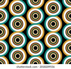 Seamless abstract circles pattern on a black. Vector Illustration.