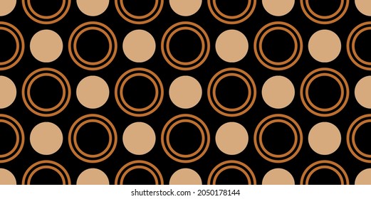 Seamless abstract circles pattern on black. Vector Illustration.