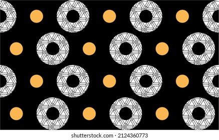 Seamless abstract circles pattern on black. Vector Illustration.