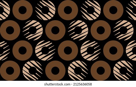 Seamless abstract circles pattern on black. Vector Illustration.
