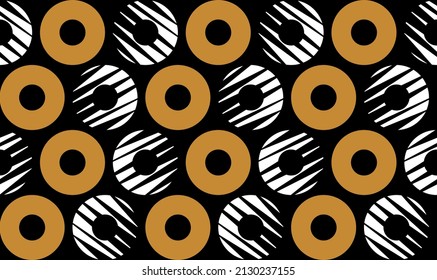 Seamless abstract circles pattern on black. Vector Illustration.