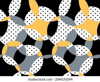 Seamless Abstract Circles with Polka dot Geometric Pattern. Vector Illustration.
