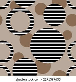 Seamless abstract circles with striped . Vector Illustration.