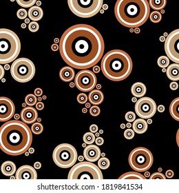 Seamless abstract circular pattern on black background. EPS10 Illustration.