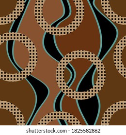 Seamless abstract circular pattern on colorful background.Vector design for fashion prints and backgrounds.