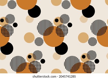 Seamless abstract circular pattern on beige. Vector Illustration.