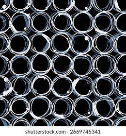 Padrão circular abstrato sem costura pintado com traços de tinta desenhados à mão,