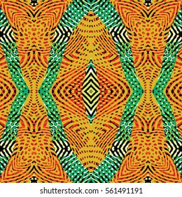 Seamless abstract color engraving pattern. Texture for certificate or diploma, currency and money design. Single-leaf woodcut, xylography, printmaking. Vector Illustration